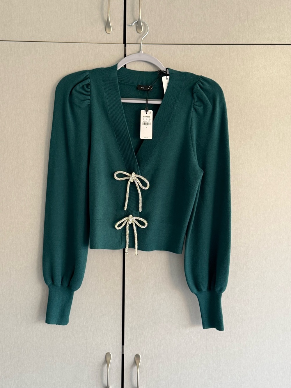 Express Teal V-Neck Knit Top